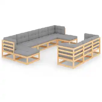 ManoMano 10-tlg. Garten-Lounge-Set mit Kissen Massivholz Kiefer Angebot