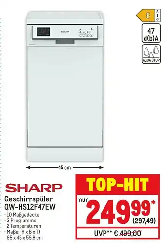 METRO Sharp geschirrspüler Angebot