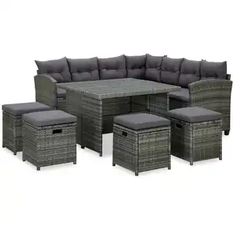 ManoMano 6-tlg. Garten-Lounge-Set mit Auflagen Poly Rattan Grau Angebot