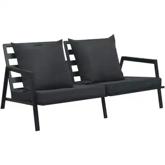 ManoMano 2-Sitzer-Gartensofa mit Auflagen Dunkelgrau Aluminium Angebot