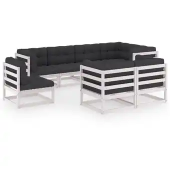 ManoMano 8-tlg. Garten-Lounge-Set mit Kissen Kiefer Massivholz Angebot