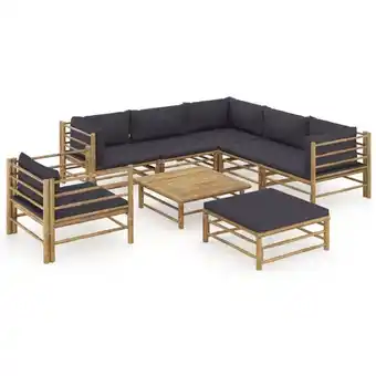 ManoMano 8-tlg. Garten-Lounge-Set mit Dunkelgrauen Kissen Bambus Angebot