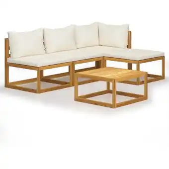 ManoMano 5-tlg. Garten-Lounge-Set mit Auflagen Creme Massivholz Akazie Angebot