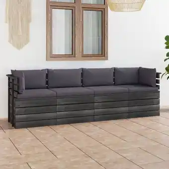 ManoMano Garten-Palettensofa 4-Sitzer mit Kissen Kiefer Massivholz Angebot