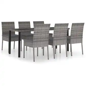 ManoMano 7-tlg. Garten-Essgruppe Poly Rattan Grau Angebot