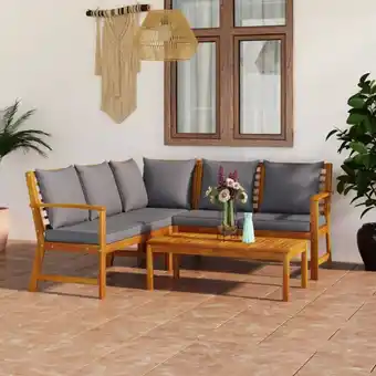 ManoMano 4-tlg. Garten-Lounge-Set mit Auflagen Massivholz Akazie Angebot