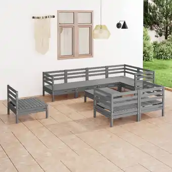 ManoMano 9-tlg. Garten-Lounge-Set Massivholz Kiefer Grau Angebot