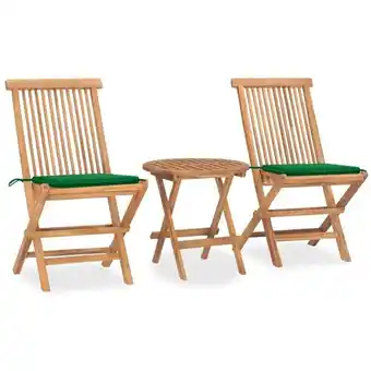 ManoMano 3-tlg. Garten-Essgruppe mit Kissen Klappbar Massivholz Teak Angebot