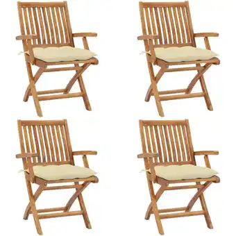 ManoMano Klappbare Gartenstühle mit Kissen 4 Stk. Massivholz Teak Angebot