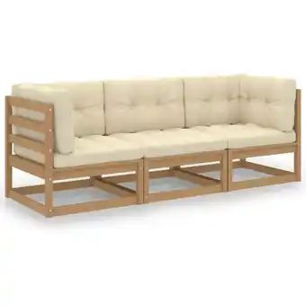 ManoMano 3-Sitzer-Gartensofa mit Kissen Kiefer Massivholz Angebot