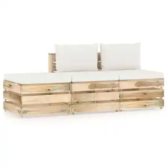 ManoMano 3-tlg. Garten-Lounge-Set mit Kissen Grün Imprägniertes Holz Angebot