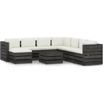 ManoMano 9-tlg. Garten-Lounge-Set mit Kissen Grau Imprägniertes Holz Angebot