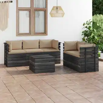 ManoMano 6-tlg. Garten-Sofagarnitur aus Paletten mit Kissen Kiefernholz Angebot