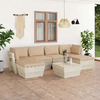 ManoMano 7-tlg. Garten-Sofagarnitur aus Paletten mit Kissen Fichtenholz Angebot