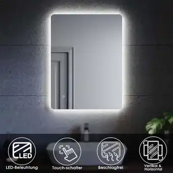 ManoMano Led Badspiegel beleuchtung 80x60cm touch Badezimmerspiegel mit Beschlagfrei,IP44 wandspiegel bad mit PVC-Rückwand Angebot