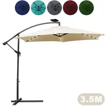 ManoMano Ampelschirm 350cm LED-Beleuchtung & Kurbel – UV-Schutz wasserabweisend knickbar – Sonnenschirm Marktschirm – Beige - Hengda Angebot