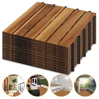 ManoMano Hengda Holzfliesen Akazienholz Balkonfliesen Gartenfliesen Terrassenfliesen. 30x30cm. 2m². 6 Latten. Fliese Leicht verlegbar( Angebot