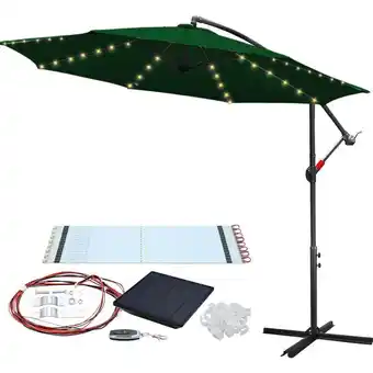 ManoMano Sonnenschirm mit led Beleuchtung Ampelschirm 350 cm - Sonnenschutz. Gartenschirm - Grün - Hengda Angebot