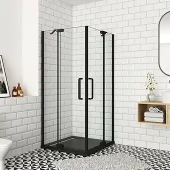 ManoMano 120x100x195cm 8mm nano esg schwarze Drehtür Eckeinstieg Duschabtrennung Duschkabine Dusche - Schwarz Angebot