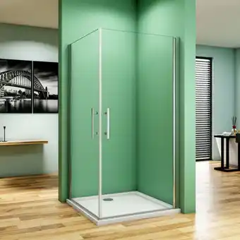 ManoMano B:90xT:90x195cm Schwingtür Duschtür esg Nano-Glas Eckeinstieg Duschabtrennung Dusche Duschkabine - Transparent Angebot