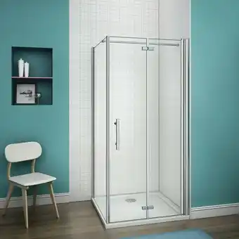 ManoMano Falttür:80x197cm+Seitenwand:76x195cm Duschkabine Duschabtrennung Dusche Scharniertür Falttür Echtglas - Transparent Angebot