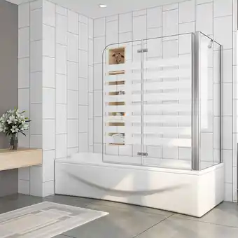 ManoMano B:120xT:80xH:140cm Rechts Montage Badewannenaufsatz mit nano Glas Badewannenfaltwand esg Duschwand für Badewanne - Echtglas D Angebot