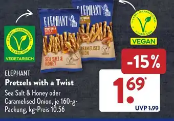 Aldi Süd ELEPHANT Pretzels with a Twist 160 g Packung Angebot