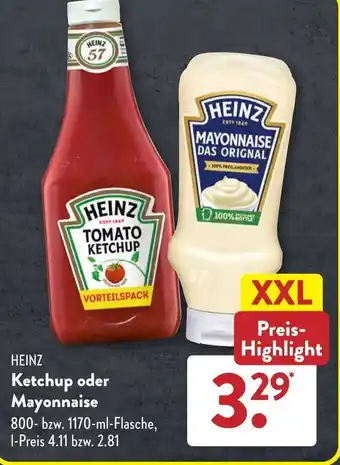 Aldi Süd HEINZ Ketchup oder Mayonnaise 1170-ml-Flasche, Angebot