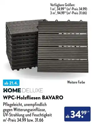 Aldi Süd HOME DELUXE WPC-Holzfliesen BAVARO Angebot