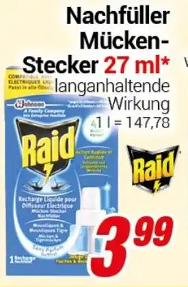 CENTERSHOP Raid Nachfüller Mücken- Stecker 27 ml Angebot