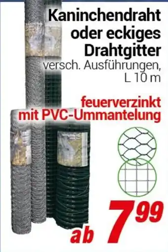 CENTERSHOP Kaninchendraht oder eckiges Drahtgitter Angebot