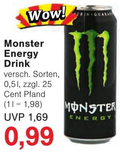 Monster Energy Drink 0,5 L Angebot bei Wiglo Wunderland
