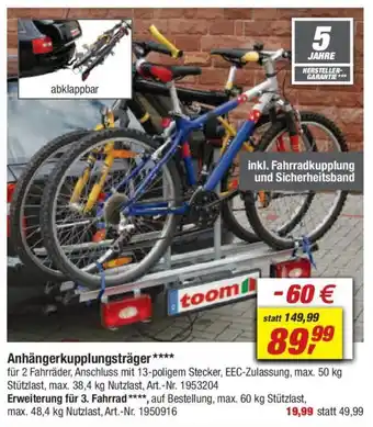 toom Baumarkt Anhängerkupplungsträger Angebot