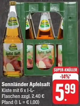 Scheck-in-Center Sonnländer Apfelsaft 6x1 L Flaschen Angebot