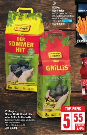 Edeka ProFagus Somer Hit-Grillholzkohle oder Grillis Grillbriketts 3kg Angebot