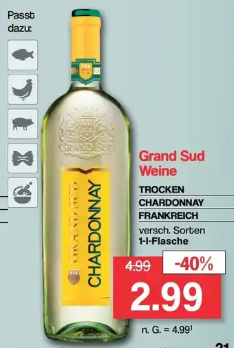 Famila Nord West Grand Sud Weine TROCKEN CHARDONNAY FRANKREICH 1 l Flasche Angebot