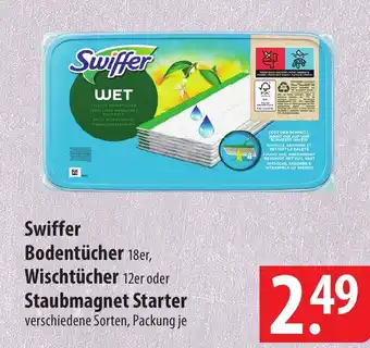 Famila Nord Ost Swiffer Bodentücher 18er, Wischtücher 12er oder Staubmagnet Starter verschiedene Sorten, Packung Angebot