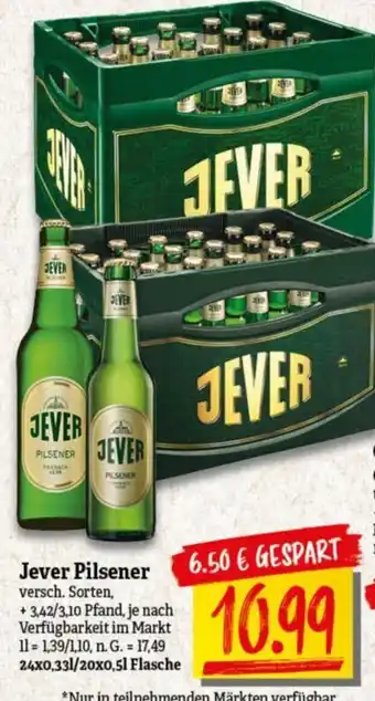 NP Discount Jever Pilsener versch. Sorten, 24*330/20*500ml Angebot