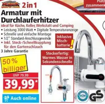 Norma Mauk 2 in 1 Armatur mit Durchlauferhitzer Angebot