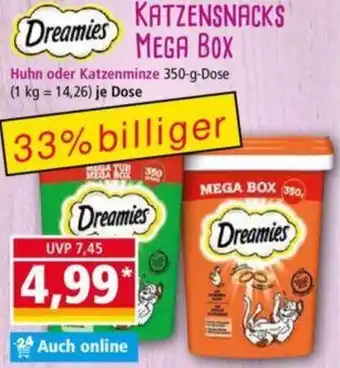 Norma Dreamies KATZENSNACKS MEGA BOX 350 g Dose Angebot