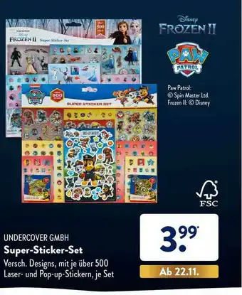 Aldi Süd Undercover GMBH Super-sticker-set Angebot