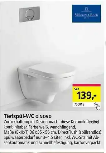 Holz Possling Tiefspül-WC O.novo Angebot