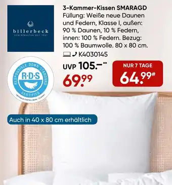 Galeria Billerbeck 3-Kammer-Kissen SMARAGD Angebot