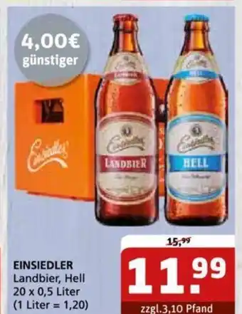 Getränke Quelle EINSIEDLER Landbier, Hell 20 x 0,5 Liter Angebot