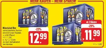 nah & gut Mönchshof Bier verschiedene Sorten 20x0,5 Liter Kasten Angebot