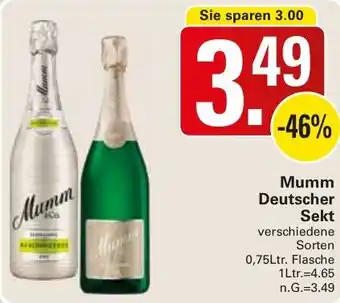 WEZ Mumm Deutscher Sekt 0,75Ltr. Flasche Angebot