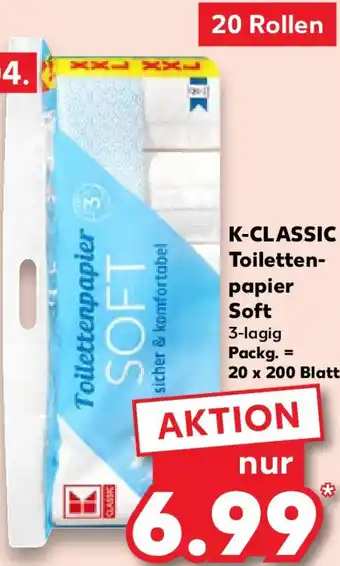 Kaufland K-CLASSIC Toilettenpapier Soft 20 x 200 Blatt Angebot