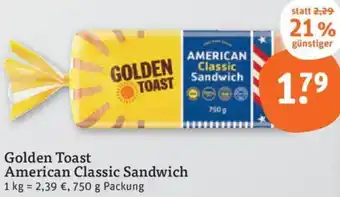 tegut Golden Toast American Classic Sandwich 750 g Packung Angebot