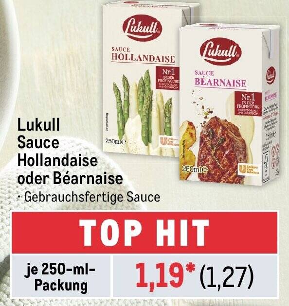 Lukull Sauce Hollandaise oder Béarnaise 250ml Angebot bei METRO