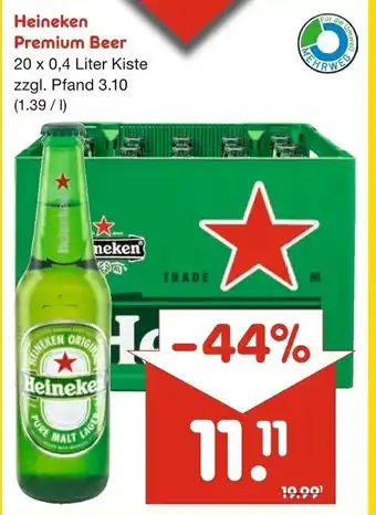 Netto Marken-Discount Heineken Premium Beer 20 x 0,4 L Angebot